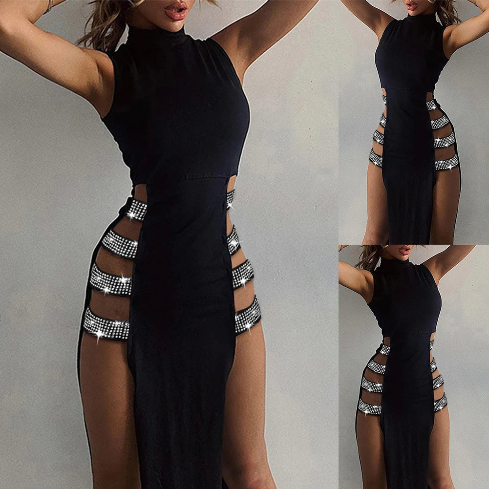 Who's That Girl Party Side High Slit Sleeveless Dress
