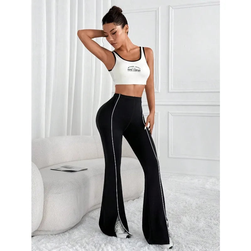 A1 Back to Black High Waisted Split Flared Pants