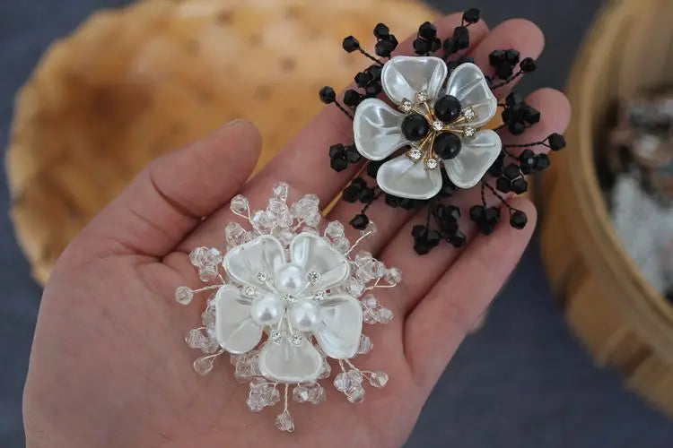 High-grade beaded flowers hand stitched clothing cloth patch DIY brooch headwear wedding bag accessories materials