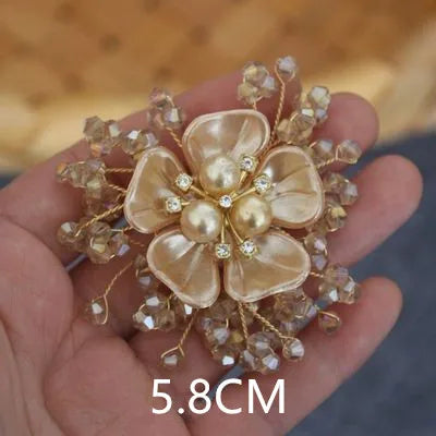 High-grade beaded flowers hand stitched clothing cloth patch DIY brooch headwear wedding bag accessories materials