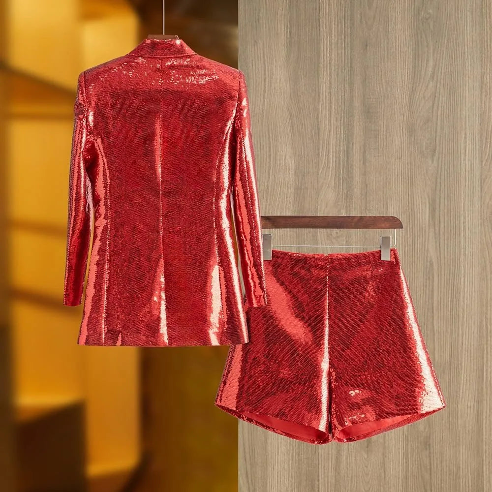 Call Me Cute Sequin Blazer And Shorts Set