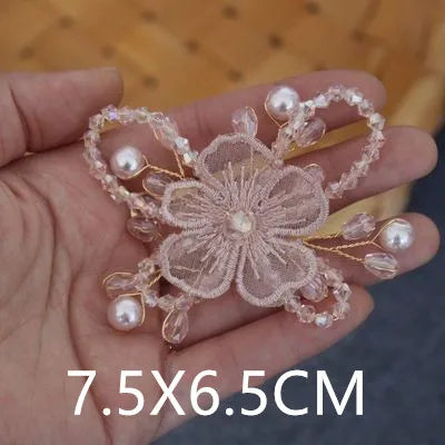 High-grade beaded flowers hand stitched clothing cloth patch DIY brooch headwear wedding bag accessories materials