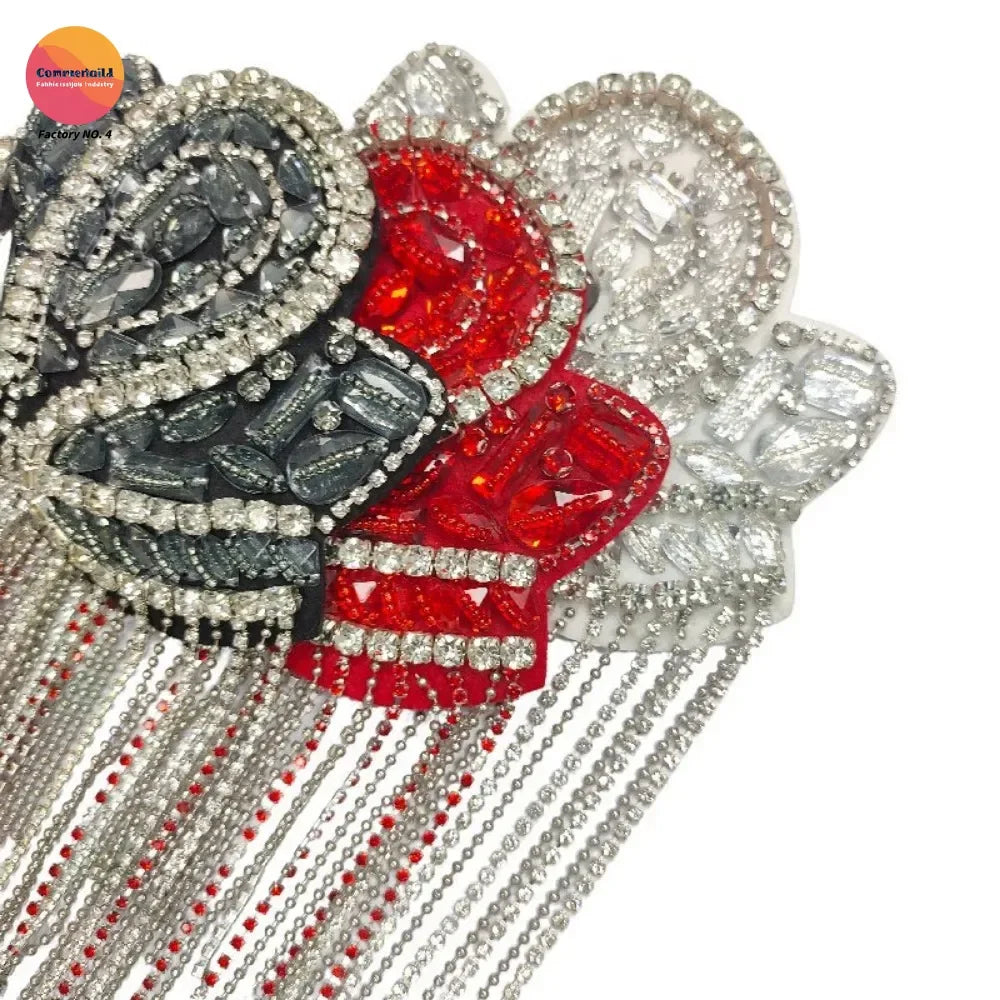 Cross-border European American New Fringed Punk Epaulets Heavy Industry Handmade Beads Fashion Stage Clothing Accessories
