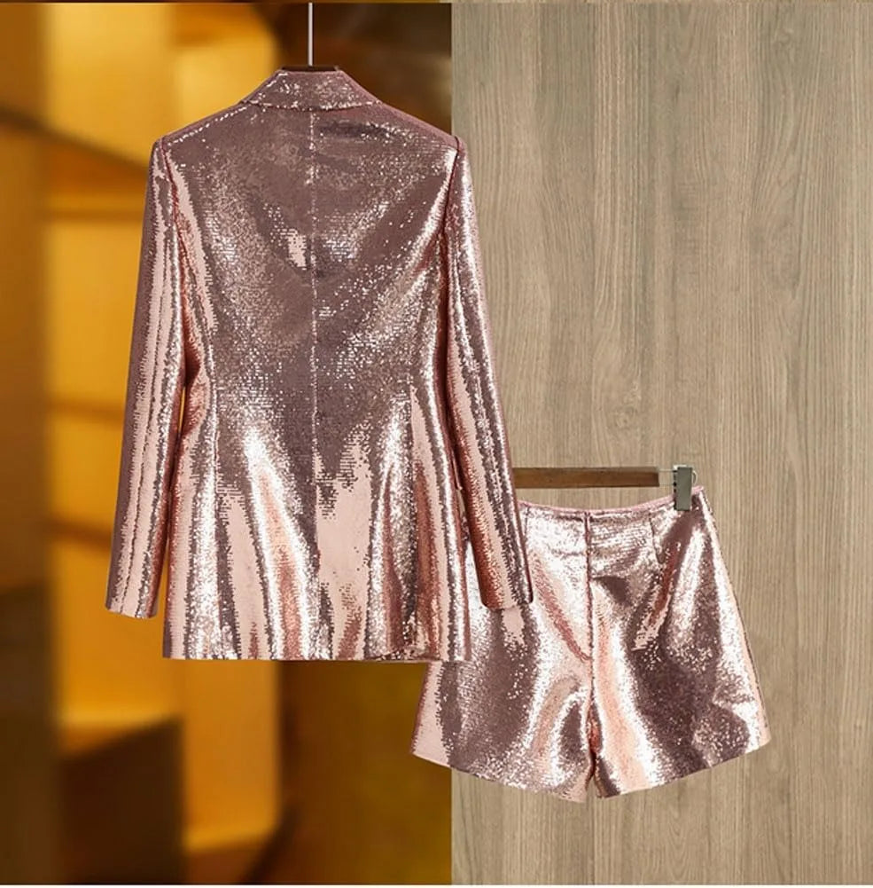 Call Me Cute Sequin Blazer And Shorts Set