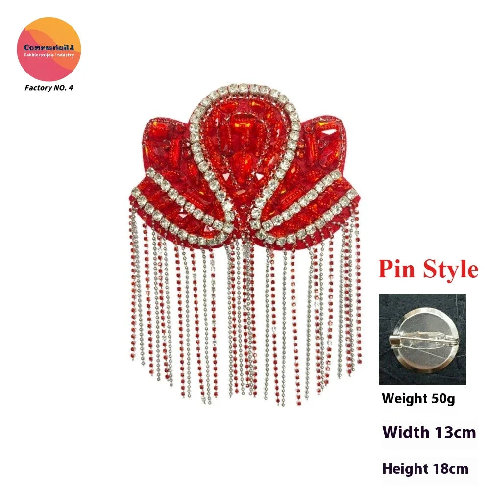 Cross-border European American New Fringed Punk Epaulets Heavy Industry Handmade Beads Fashion Stage Clothing Accessories