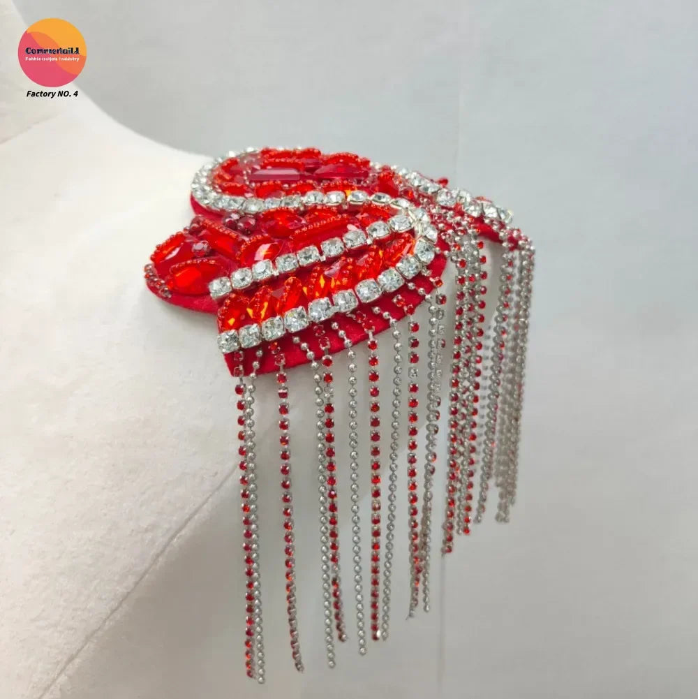Cross-border European American New Fringed Punk Epaulets Heavy Industry Handmade Beads Fashion Stage Clothing Accessories