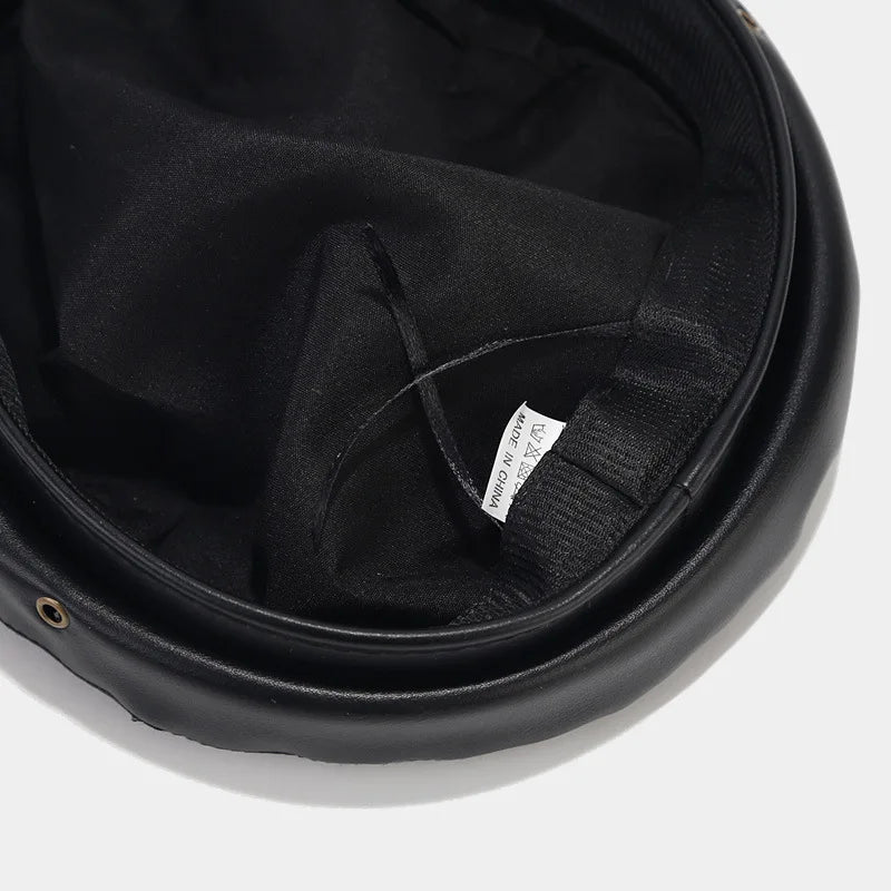 Back to Black Leather Beret Vintage England Flat Newsboy Caps