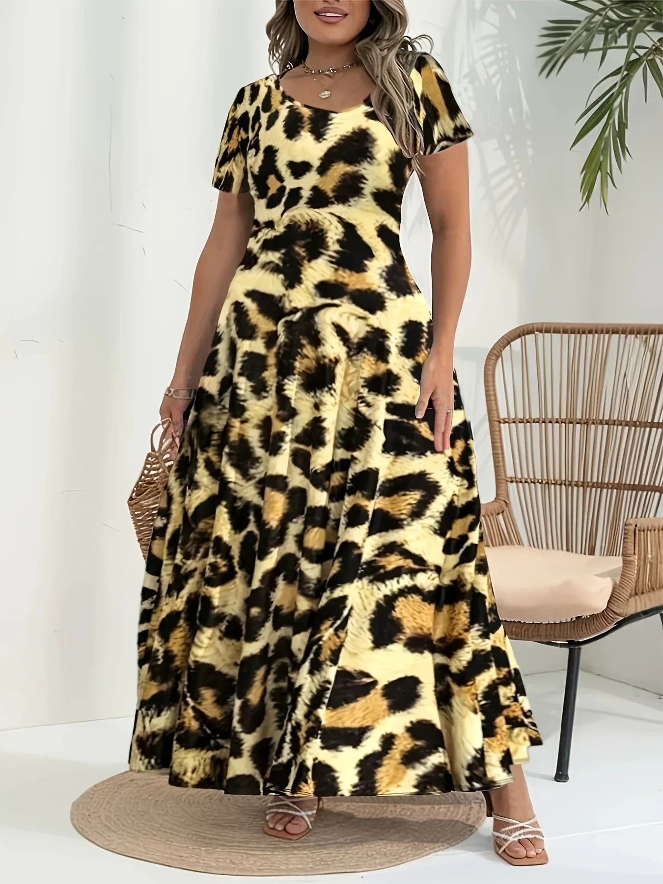 Geo Printed Elegant Plus Size Casual Dress