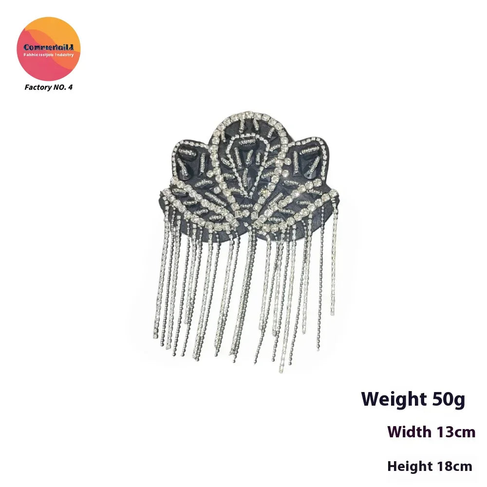 Cross-border European American New Fringed Punk Epaulets Heavy Industry Handmade Beads Fashion Stage Clothing Accessories