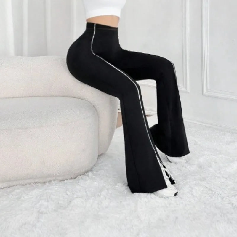 A1 Back to Black High Waisted Split Flared Pants
