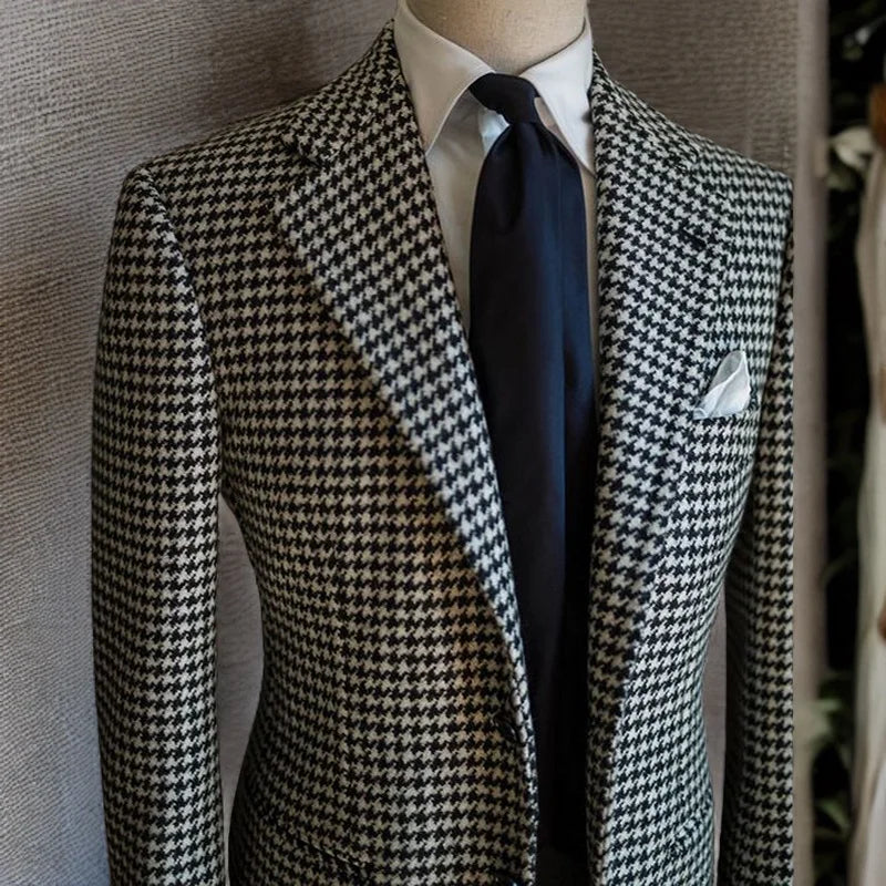 Houndstooth Formal Men's Business Blazer