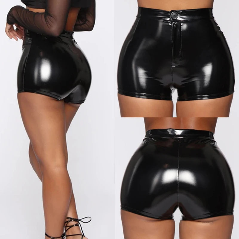 Back to Black PU Leather High Waisted Leather Shorts