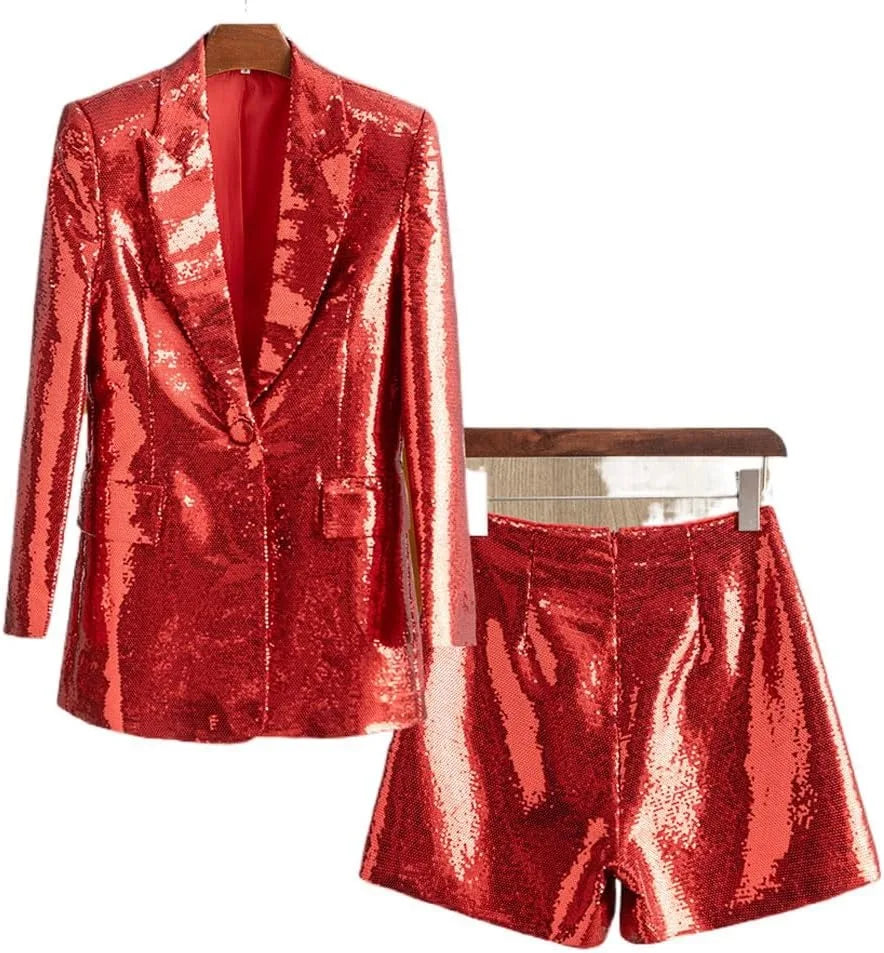 Call Me Cute Sequin Blazer And Shorts Set