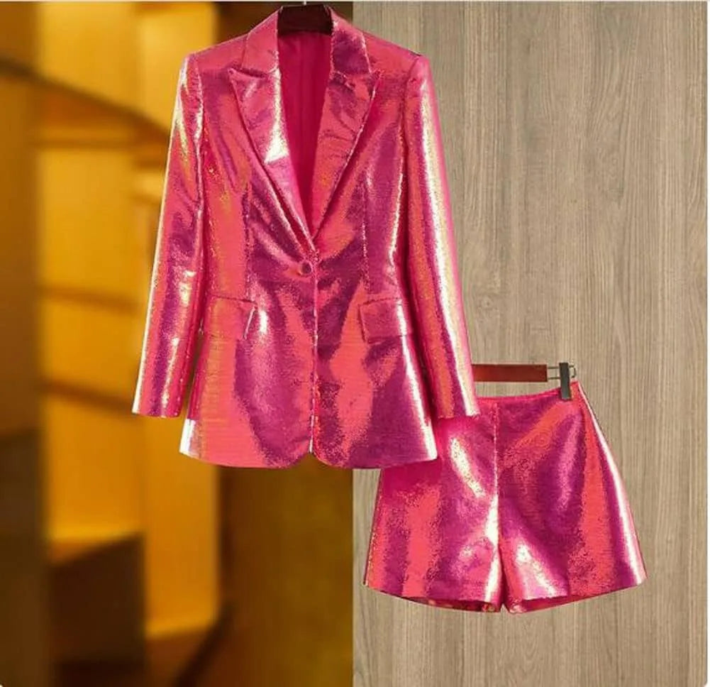 Call Me Cute Sequin Blazer And Shorts Set