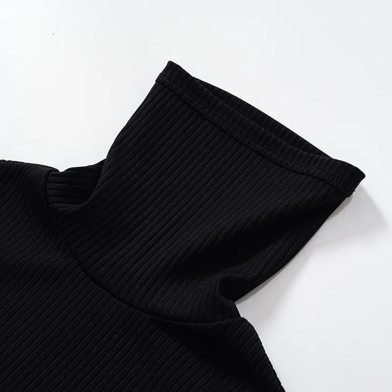 Back to Black Turtleneck Knitted Bodycon Dress Women