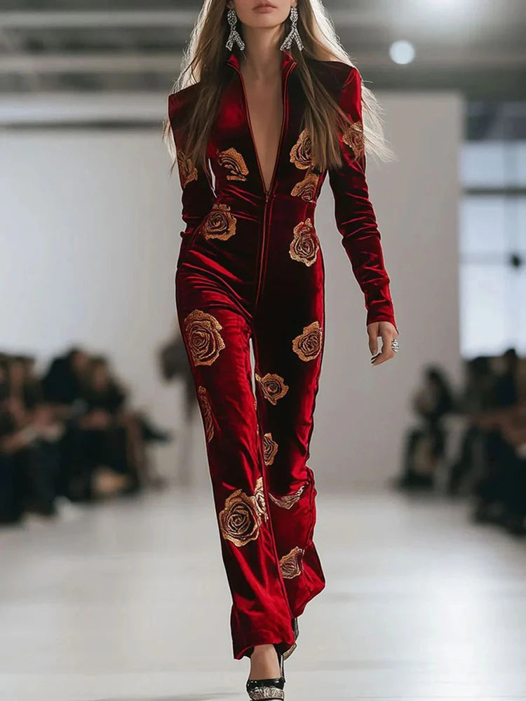 The Velvet  Queen Zipper Jumpsuit