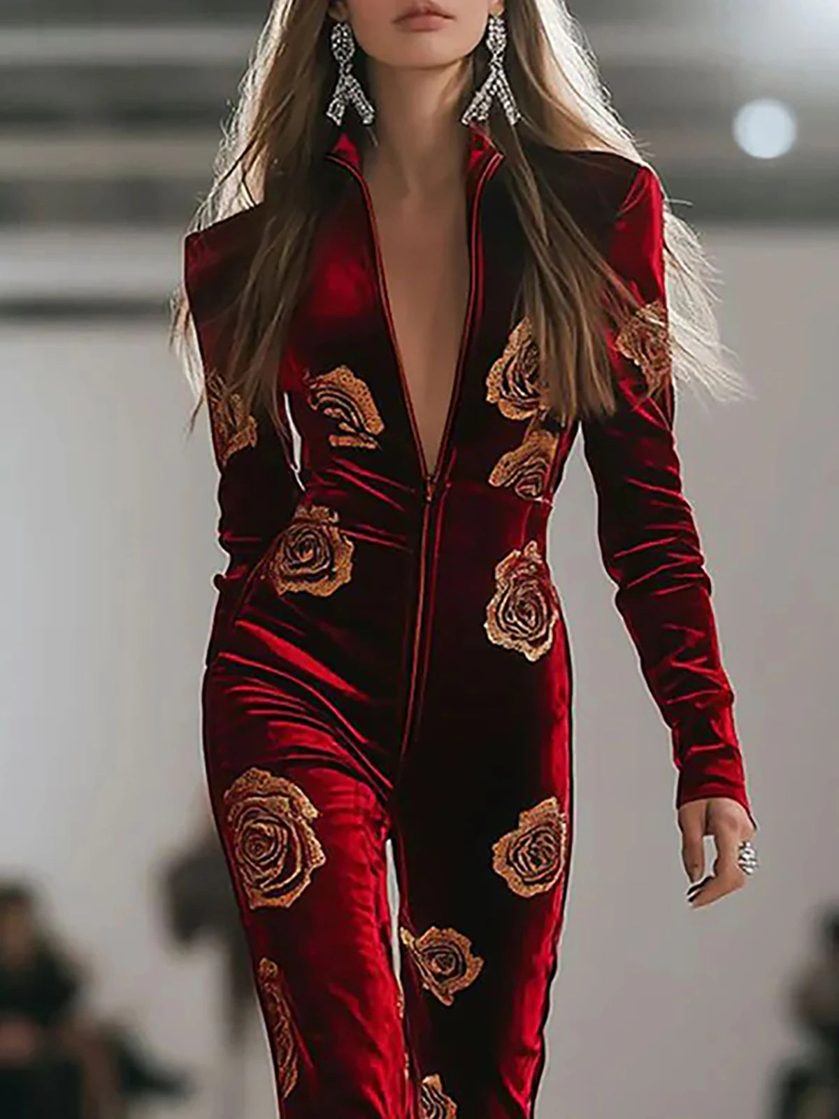 The Velvet  Queen Zipper Jumpsuit