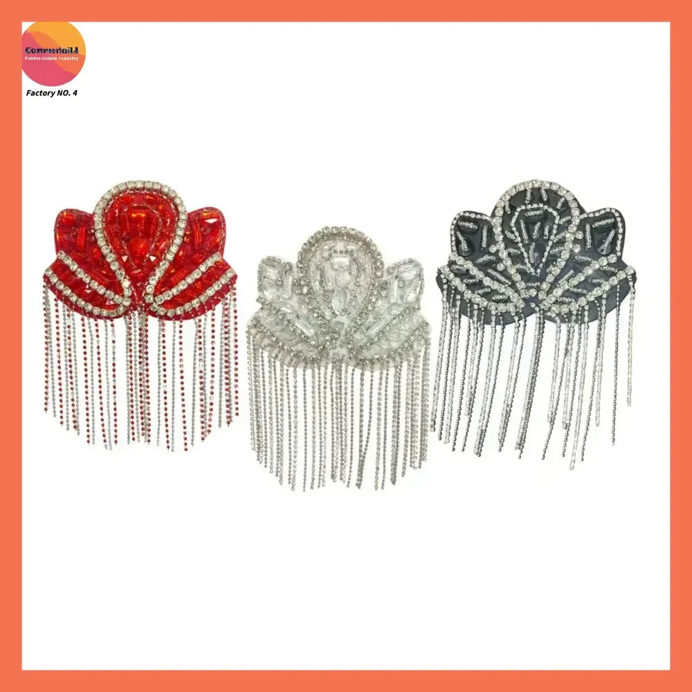 Cross-border European American New Fringed Punk Epaulets Heavy Industry Handmade Beads Fashion Stage Clothing Accessories