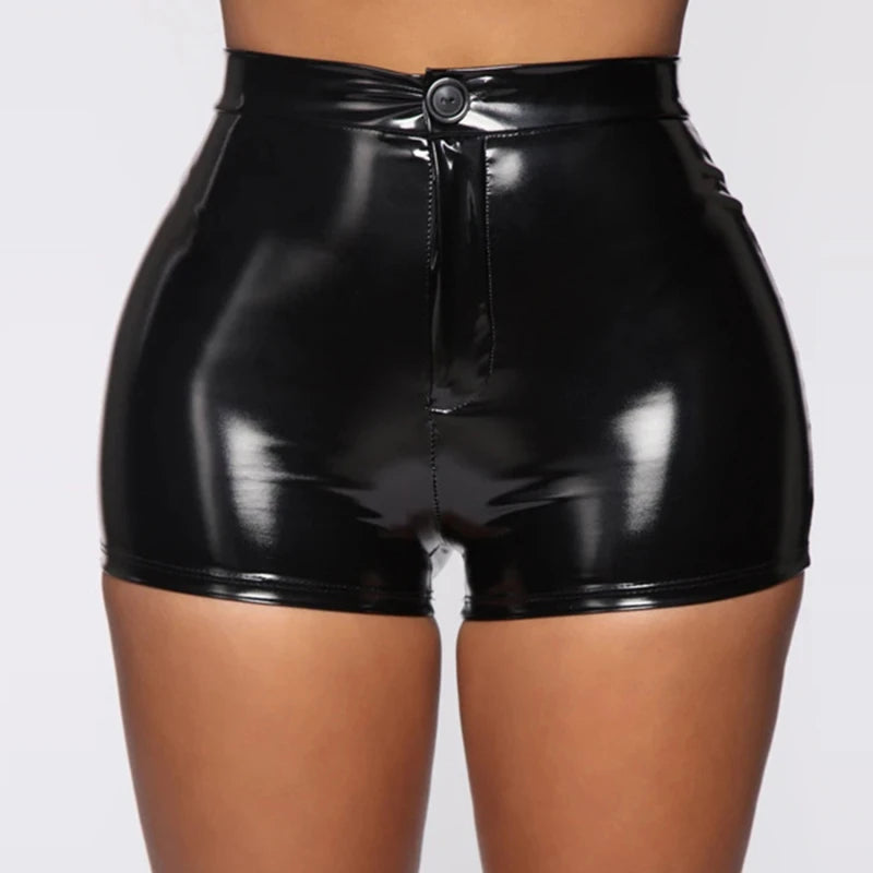 Back to Black PU Leather High Waisted Leather Shorts