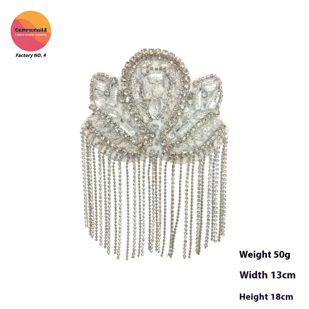 Cross-border European American New Fringed Punk Epaulets Heavy Industry Handmade Beads Fashion Stage Clothing Accessories