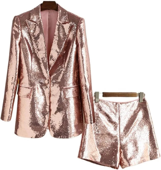 Call Me Cute Sequin Blazer And Shorts Set