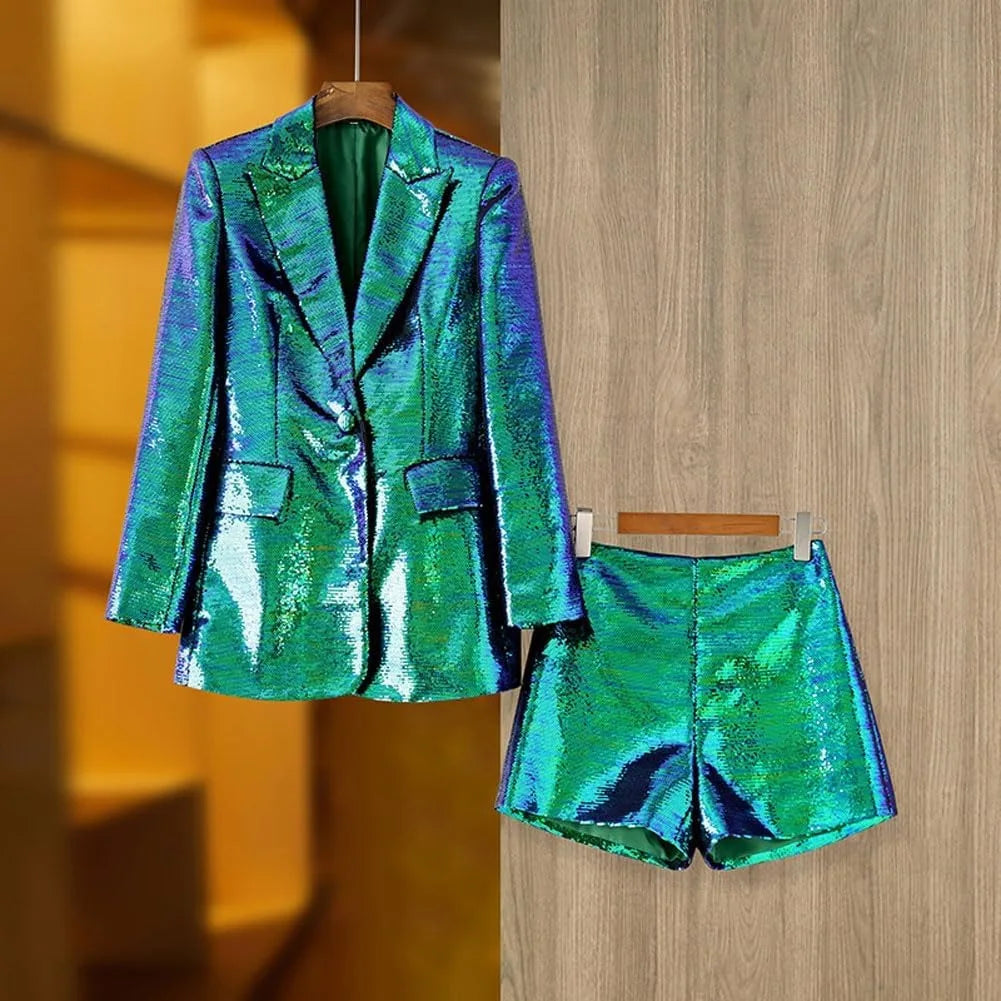 Call Me Cute Sequin Blazer And Shorts Set