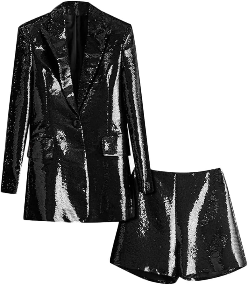 Call Me Cute Sequin Blazer And Shorts Set