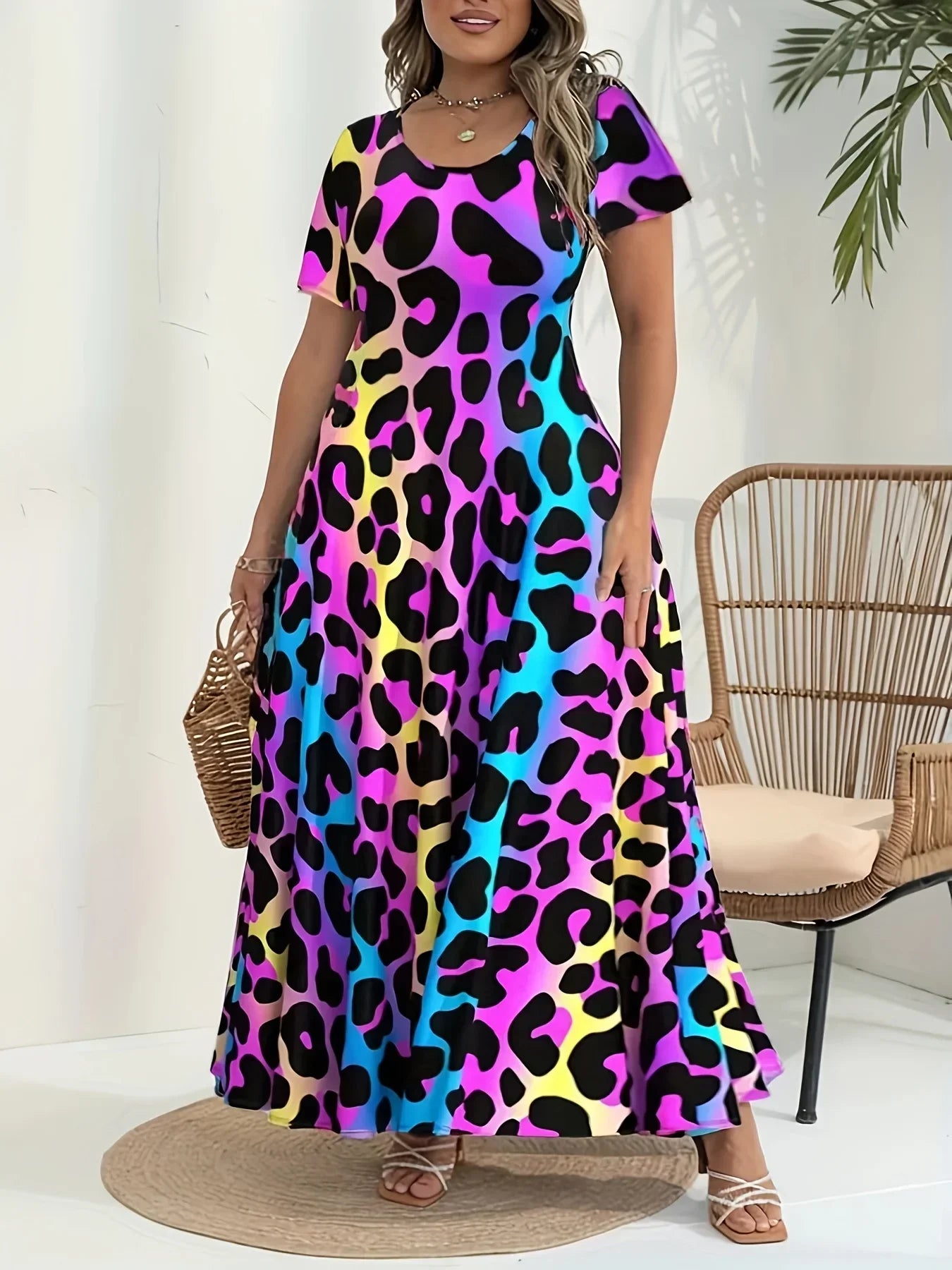 Geo Printed Elegant Plus Size Casual Dress