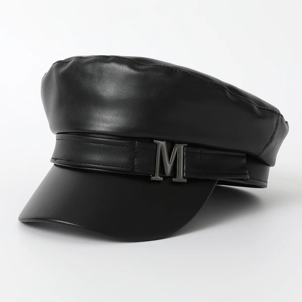 Back to Black Leather Beret Vintage England Flat Newsboy Caps