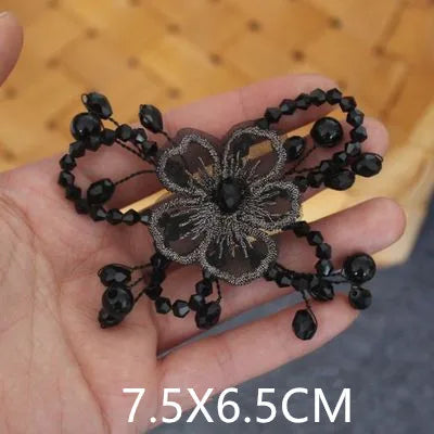 High-grade beaded flowers hand stitched clothing cloth patch DIY brooch headwear wedding bag accessories materials