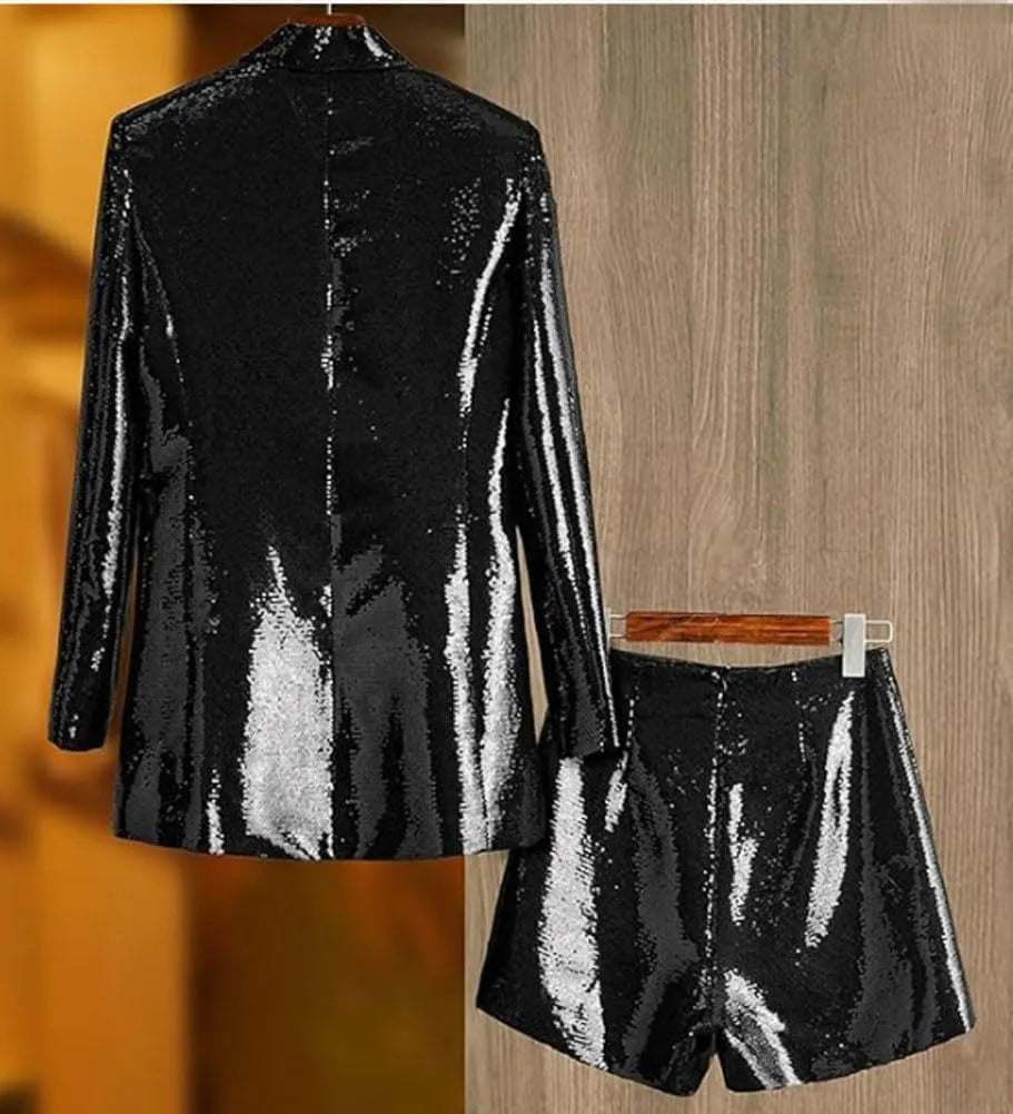 Call Me Cute Sequin Blazer And Shorts Set