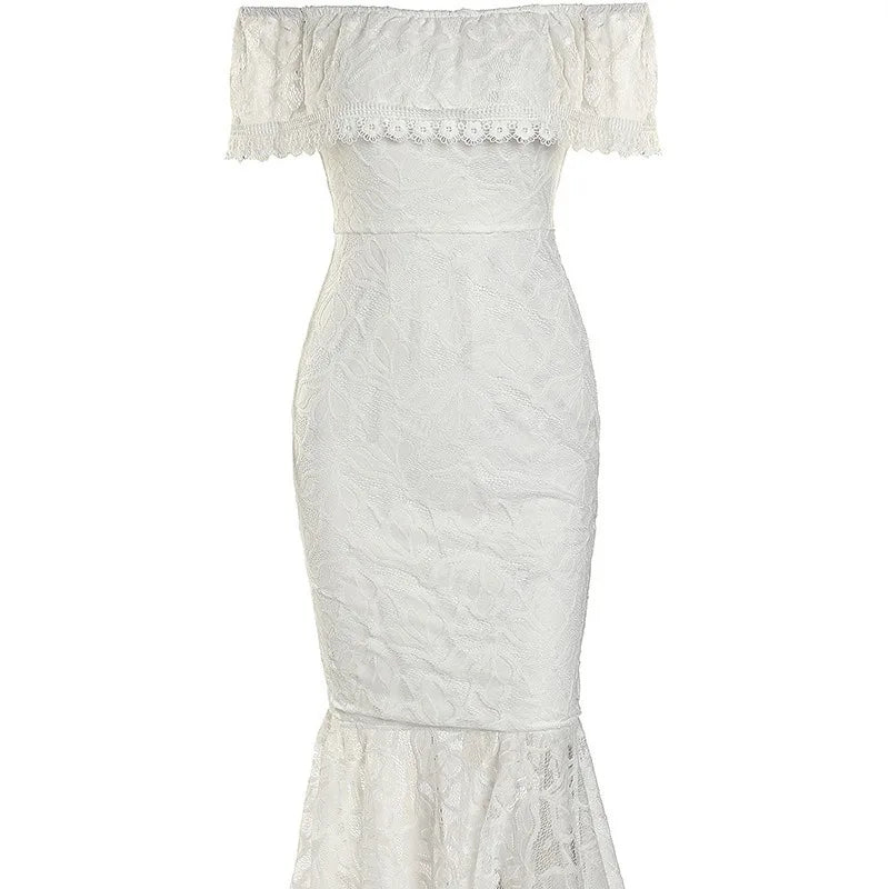 Beautifully Laced All White Cocktail Dress