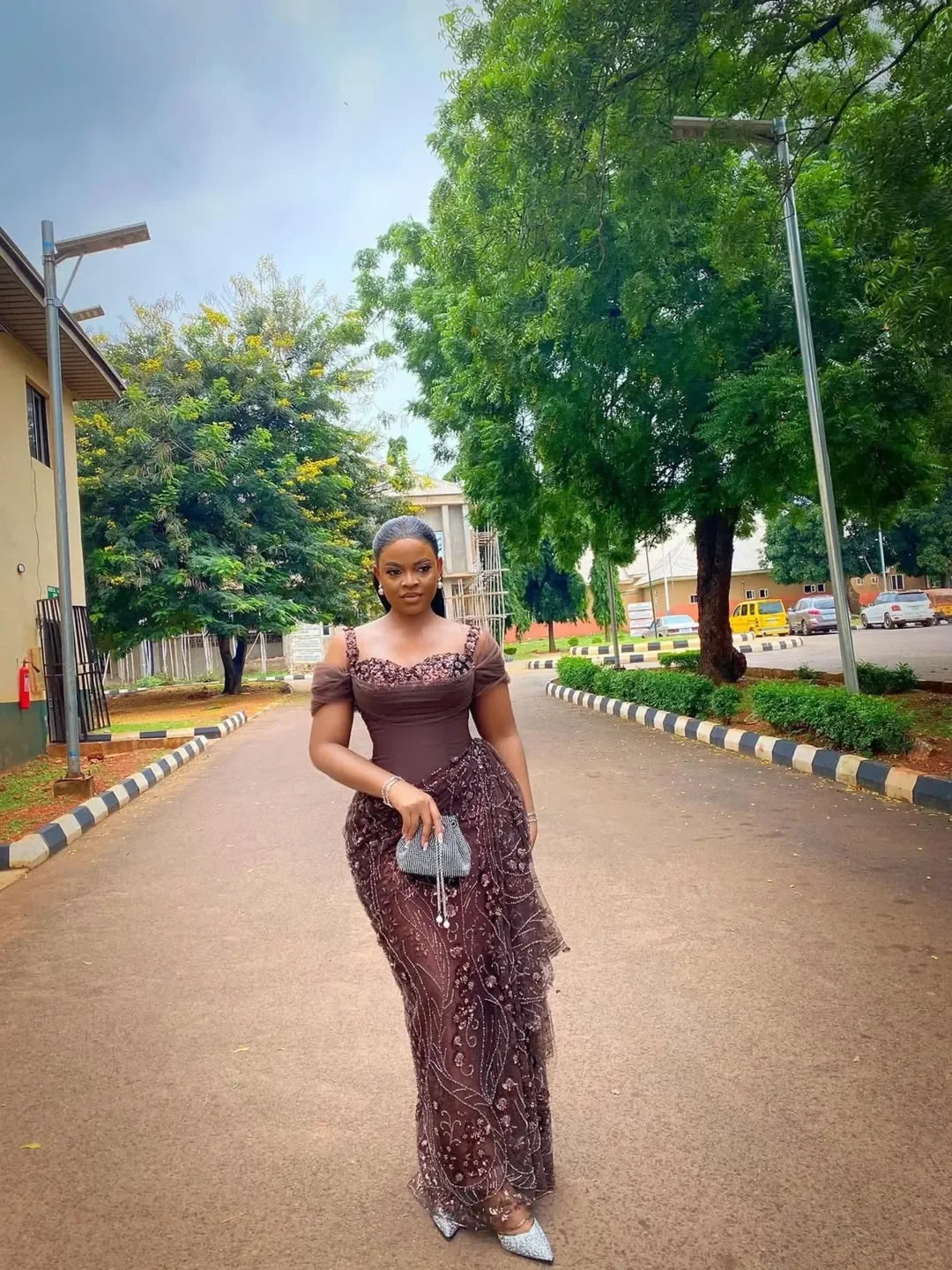 Chocolate Lace Formal Dress