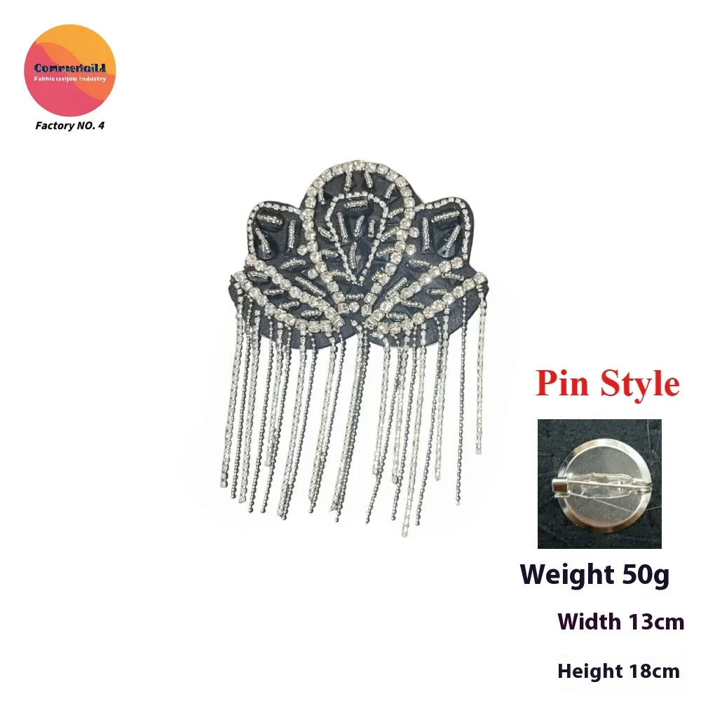 Cross-border European American New Fringed Punk Epaulets Heavy Industry Handmade Beads Fashion Stage Clothing Accessories
