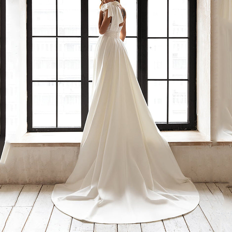 All White Elegant Simple Gown