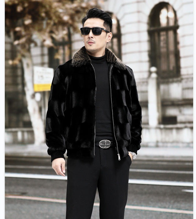 Back to Black Men's Faux Mink Skin Fur Jacket