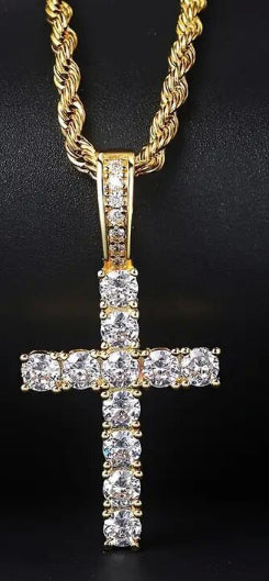 Copper Cross Pendant With Zircon Inlay Personalized Necklace