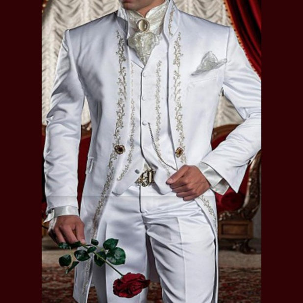 White And Gold Men's Three-piece