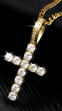 Copper Cross Pendant With Zircon Inlay Personalized Necklace