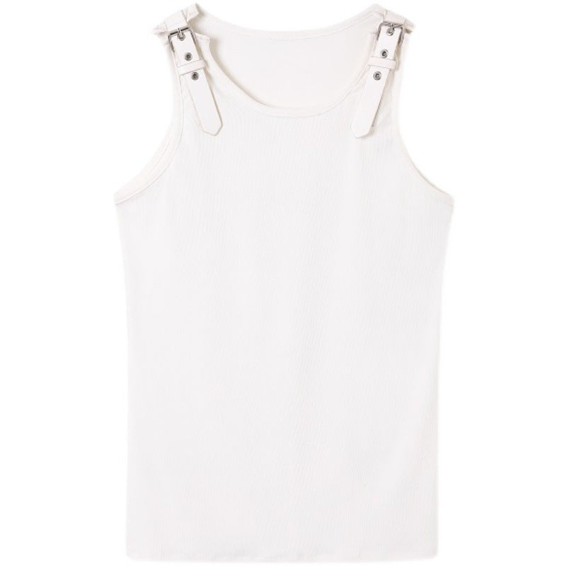 Leather Shoulder Strap Design Men's Vest