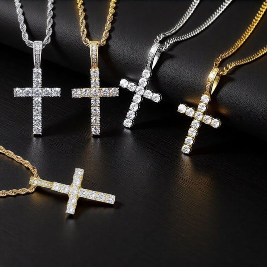Copper Cross Pendant With Zircon Inlay Personalized Necklace