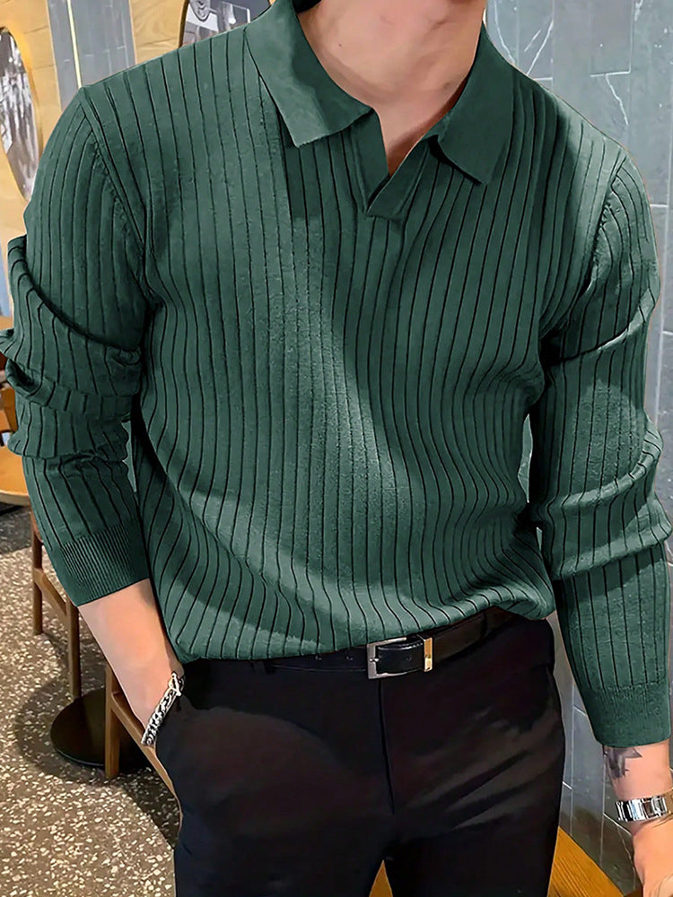 Men's Slim Knit Lapel Polo Shirt