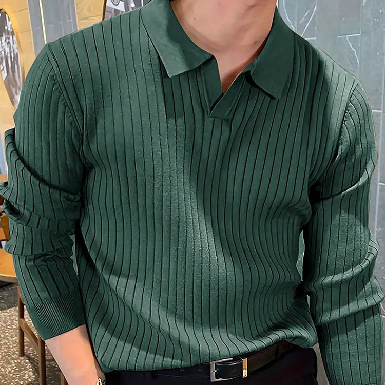 Men's Slim Knit Lapel Polo Shirt