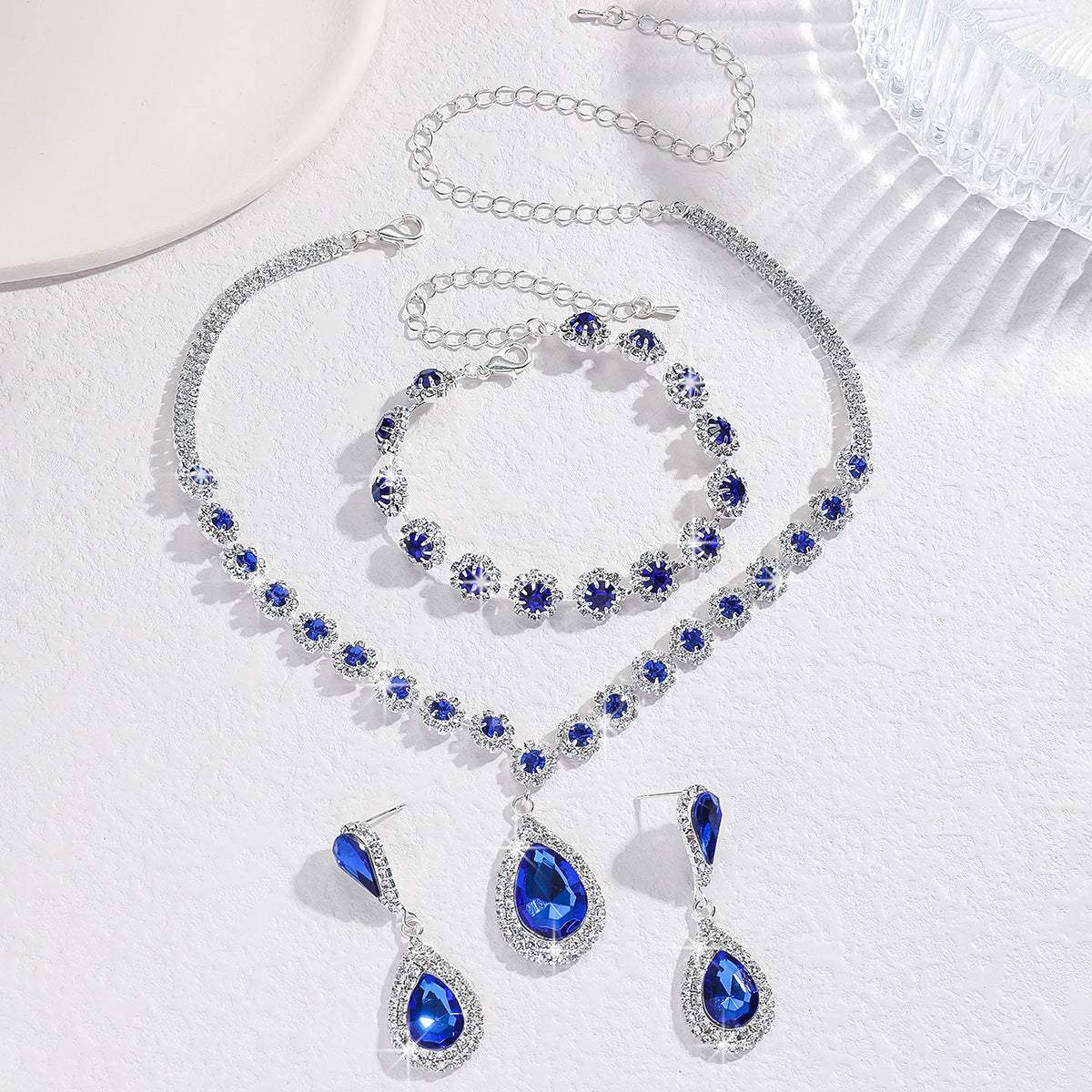 Diamond Teardrop Three Piece Jewelry Set