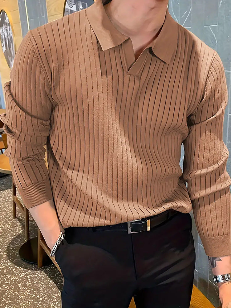 Men's Slim Knit Lapel Polo Shirt