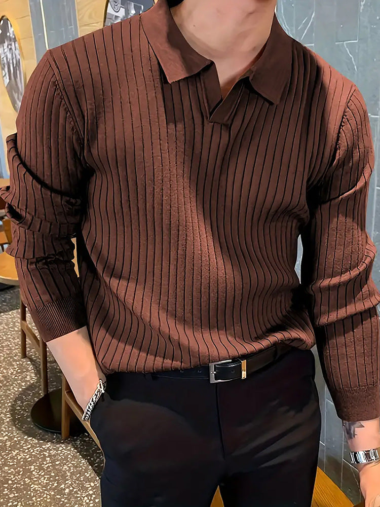 Men's Slim Knit Lapel Polo Shirt