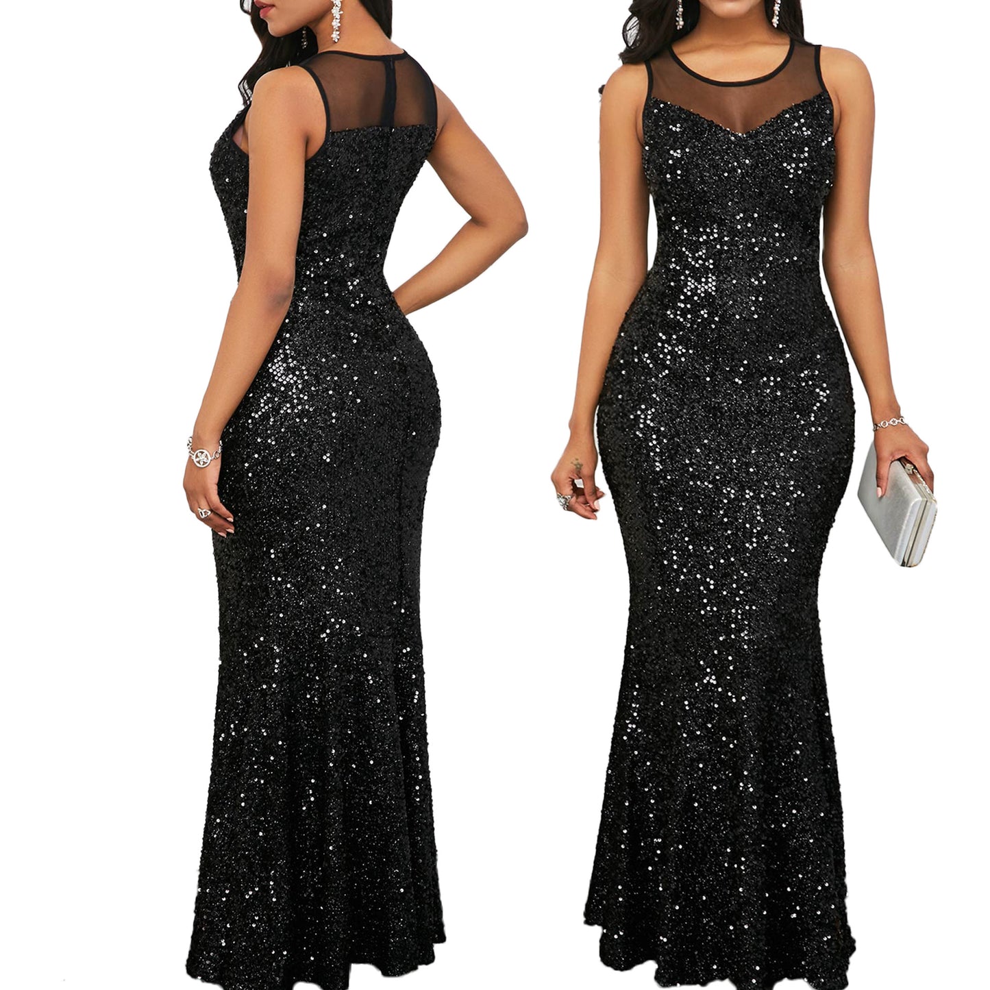 Shimmer and Shine: Elegant Black Sequin Mermaid Gown