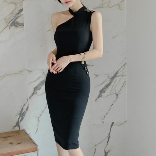 Dresses, Body-fitting, Hanging Neck, Waist Bag, Hip Temperament, Thin One-step Skirt