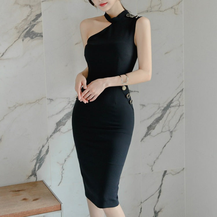 Dresses, Body-fitting, Hanging Neck, Waist Bag, Hip Temperament, Thin One-step Skirt