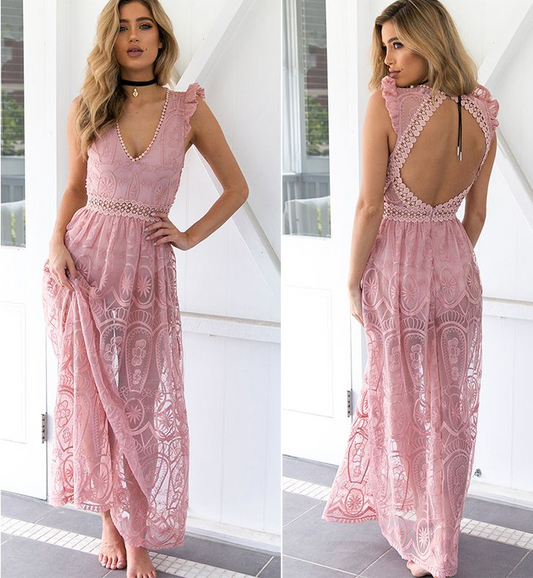 ss Backless Dress Elegant Christmas Maxi Long Dress Vestidos